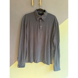 90s/Y2K Vintage Versace Classic Navy Blue Wool Blend Polo Knit Sweater, Size L